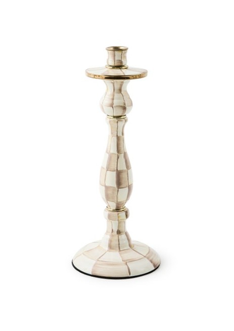 Mocha Check Large Enamel Candlestick Holder - Cornelia Park