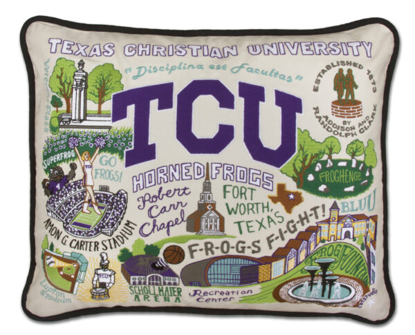 Texas Christian University Embroidered Pillow