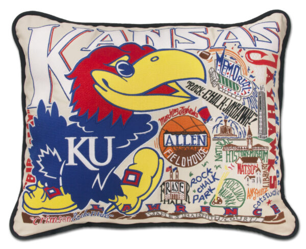 University of Kansas Embroidered Pillow
