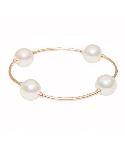 White Pearl Blessing Bracelet with Gold Links